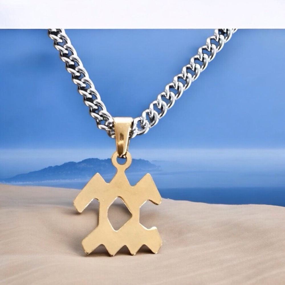 🆕 Aquarius Zodiac Sign Pendant Necklace Stainless Steel